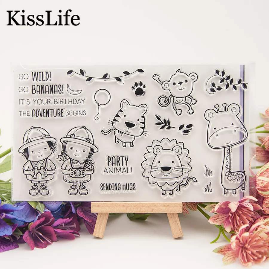 Штампы и штампы для мальчиков обезьяны кошки Лев жираф листья скрапбукинга