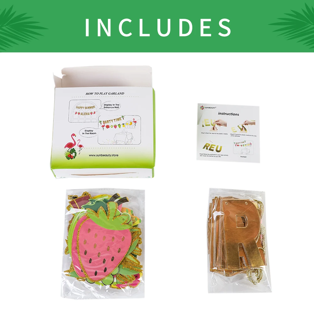 

Summer DIY Banner 122Pcs Characters Fruits Flamingo For Birthday Wedding Baby Shower Tropical Hawaiian Party Decoration