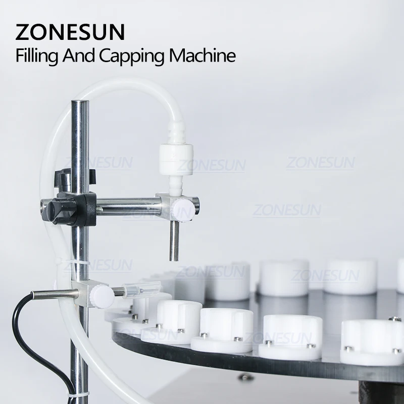 Verkauf ZONESUN ZS-AFC1M Desktop Ätherisches Öl Monoblock Rotary Automatische 2 In 1 Kleine Glas Flasche Füllen Und Verschließen Maschine