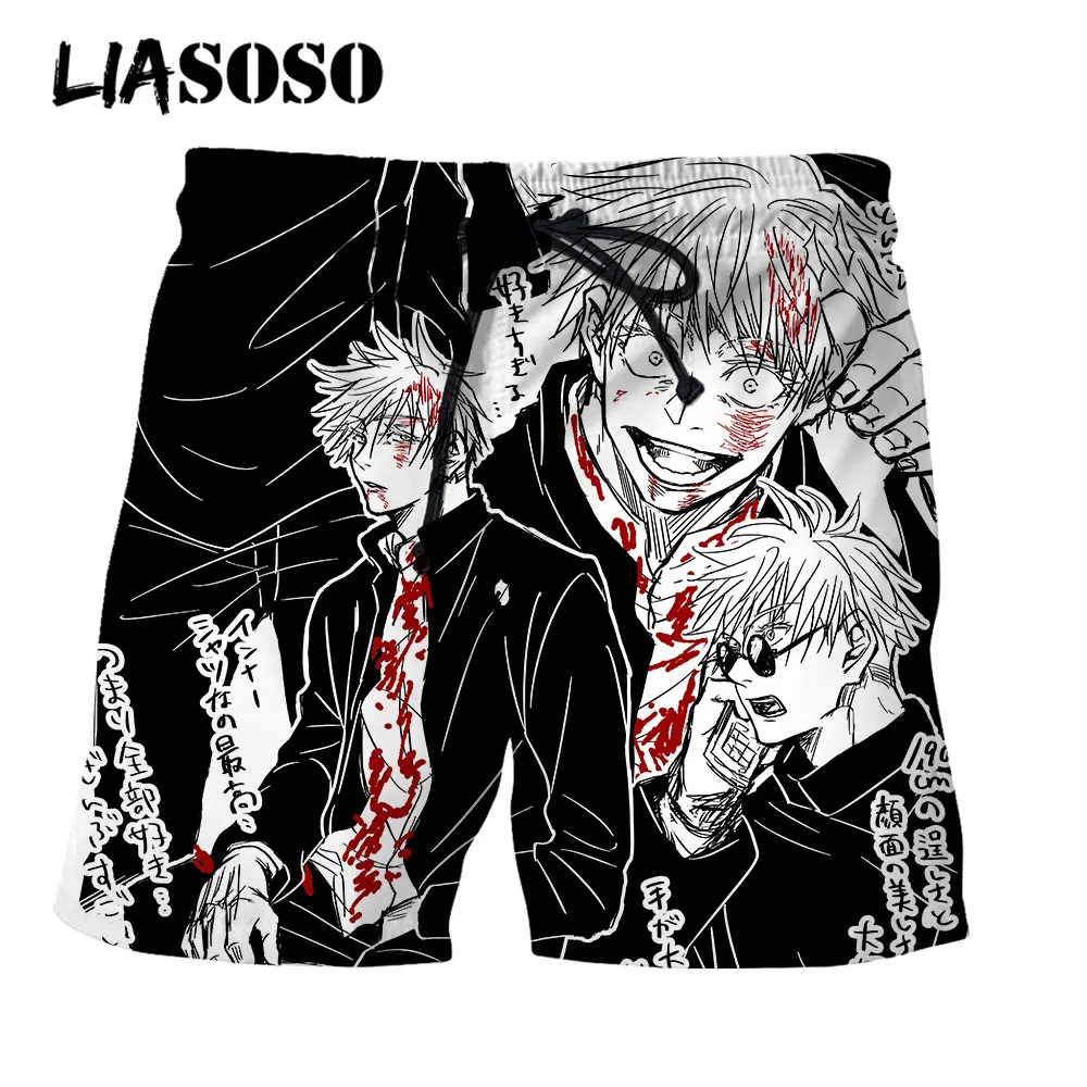 LIASOSO Anime Shorts Jujutsu Kaisen Manga Crazy Beach Shorts Swimming Boardshorts Casual Pants Men Women 3D Print Style Fashion