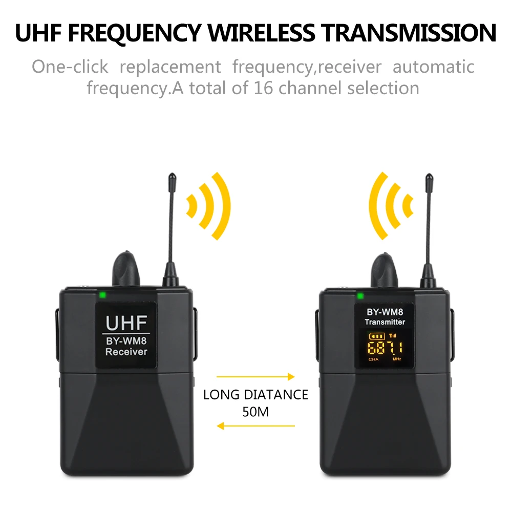 Беспроводной петличный микрофон XTUGA UHF для лацканов УВЧ с 16 выбираемыми каналами