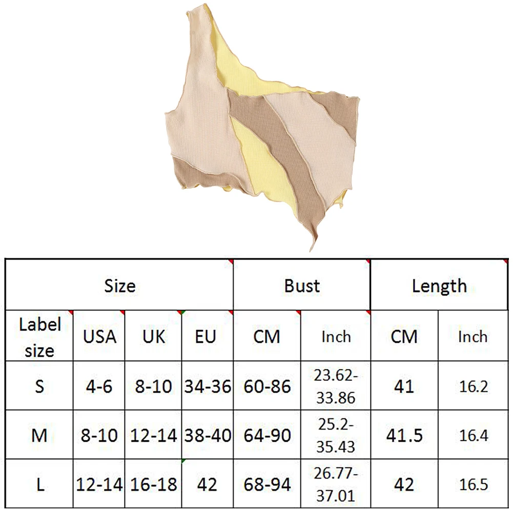 

Sexy One Shoulder Patchwork Tank Tops Women E Girl Camisole Slash Neck Sleeveless Crop Tops Hot Girls Club Partywear Streetwear