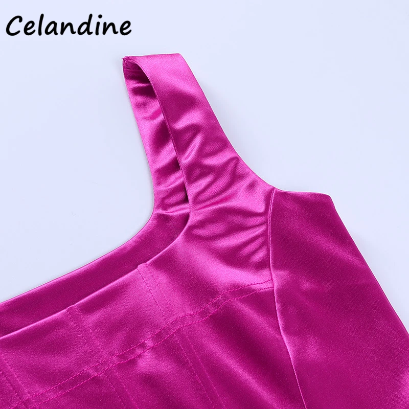 

Celandine Sexy Women Casual Strap Skinny Off Shoulder Corset Crop Tops 2021 Summer Club Bustier Mini Vest Stain Tank Tops