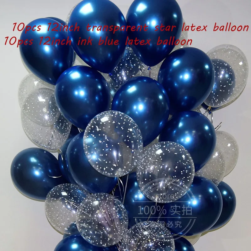 ink blue t-star 20 шт. 12-дюймовый чернильно-синий прозрачный латексный шар со звездами с днем рождения 2,2 г розовый белый Гелиевый шар принадлежности для украшения свадебной вечеринки - Цвет: ink blue t-star