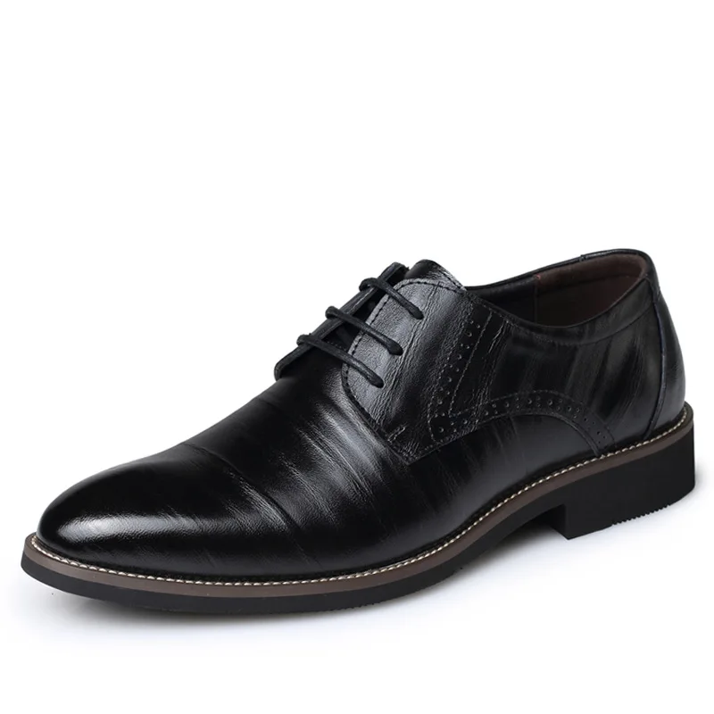 

2020 New High Quality Classic Leather Men Brogues Shoes Lace-Up Bullock Business Dress Men Oxfords Shoes Male Formal Shoes