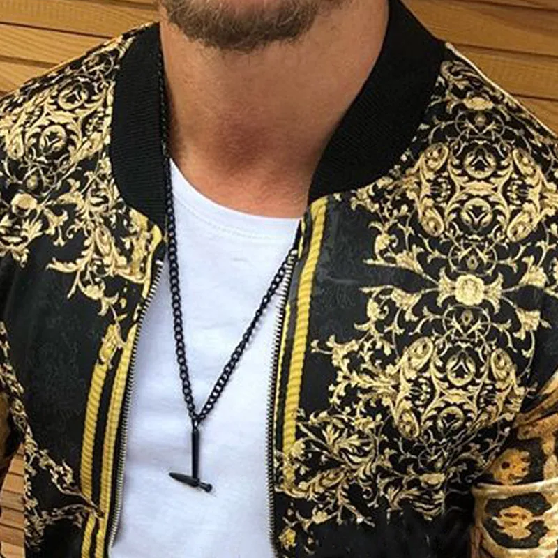 Men New 2021 Print Slim-Fitting Leopard Print Crew-Neck Casual Jacket Coat Male Cross-Border European And American Men's Autumn