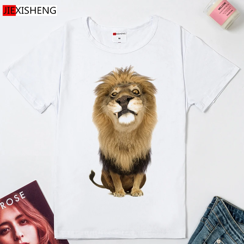 2020 Новая летняя Модная брендовая женская футболка с принтом льва повседневные