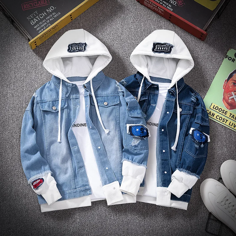 

Denim Jacket Mens Hooded Slim Fit fashion Streetwear Jean Jackets Long Sleeve Casual Outerwear Autumn Winter Jacket Coat for Men