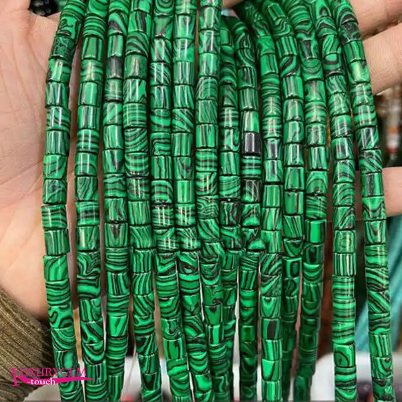 

Synthetic Multicolor Malachite Stone Spacer Loose Beads 6x6mm Smooth Column Shape DIY Jewelry Making 38cm a3765