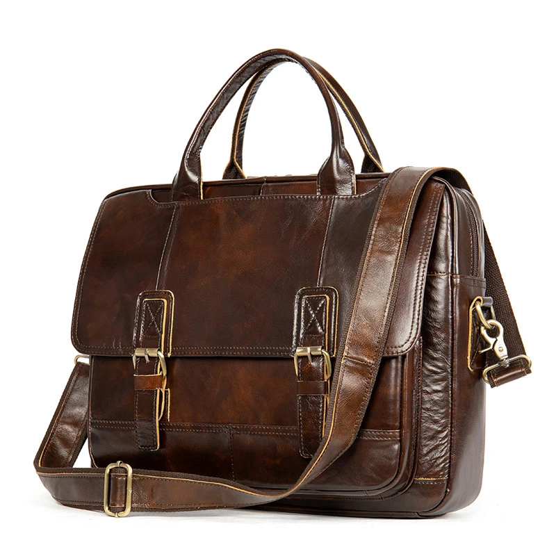 Men Briefcase Bag Cow Leather Shoulder Messenger Bags Famous Brand Business Office Handbag For 14 Inch Laptop Travel Bag