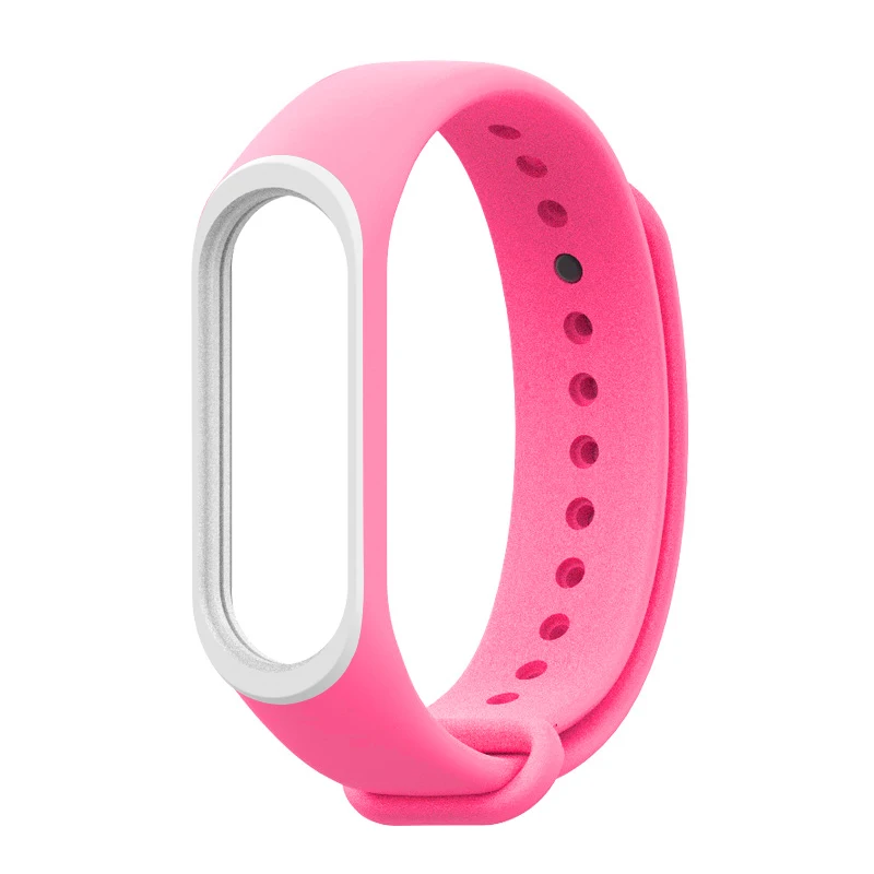 Для Xiaomi mi ремешок 4 ремешок силиконовый браслет для Xiaomi mi 4 аксессуары браслет mi Band 4 замена двойной цвет ремни - Цвет: Pink-white