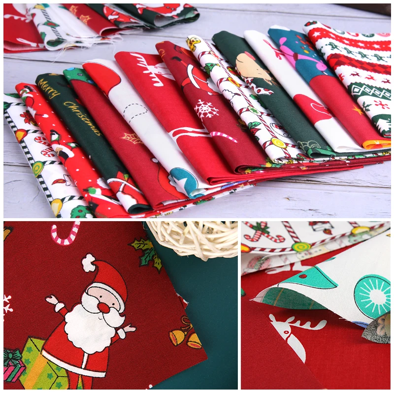 

ZXIIXZ 48Pcs Christmas Cotton Patchwork Santa Claus Printed Fabric Is Used For Sewing Christmas Products DIY Handmade