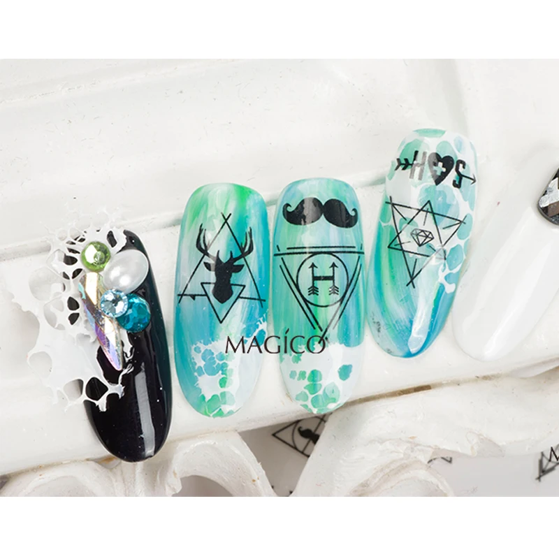 1 лист NailMAD хипстер стикеры 3D на ногти Nail Art олень наклейки для ногтей борода