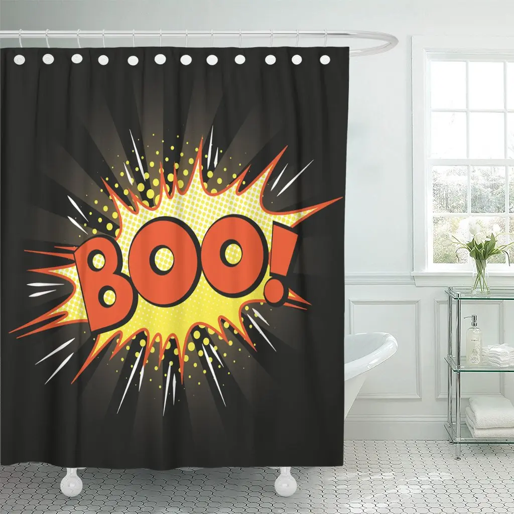 Хэллоуин Pop Boo взрывающаяся на комиксе речь пузырьковая душевая штора Водонепроницаемая Полиэстеровая