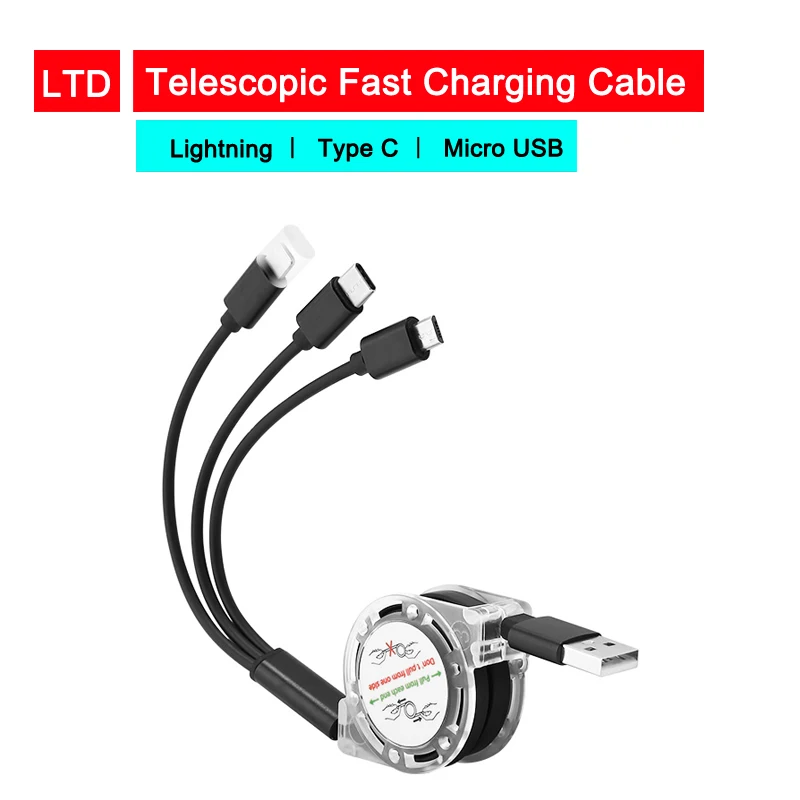 3 в 1 кабель для быстрой зарядки Type C 8Pin Micro USB передачи данных iphone 11 Pro X Xr 8 7 6 6S Plus Sumsung