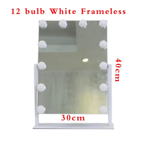 12Bulb White Hollywood Style Cosmetic Makeup Mirrors with Lights Lighted Vanity with 12x3W Dimmable LED Bulbs and Touch Control Tricolor - Цвет: 12Bulb White