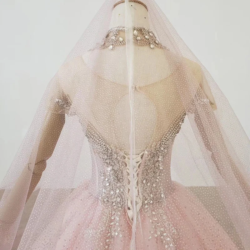 

BGW Sparkly Evening Dress Long Capped Sleeve High Neck Beading Sequin Crystal Luxury Evening Gown With Hijab Vestido Noche