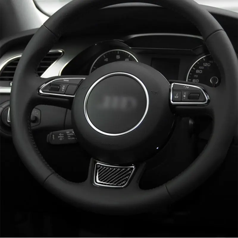 

Carbon Fiber Car Accessories Interior Steering Wheel Decoration Car Styling Cover Trim Stickers For For Audi A3 S3 2014-2019
