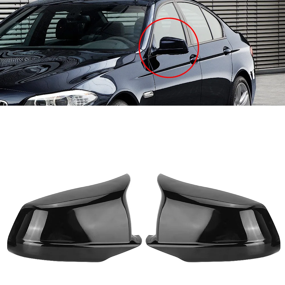 

2pcs Side Mirror Reverse Housing Cover Casing Bright Black for BMW 5-Series F10/F11/F18 2011 2012 2013 Rearview Mirror Cover