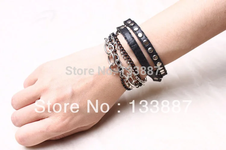 Многослойный кожаный браслет с дизайном Голливуда кожаные браслеты-гвоздики в