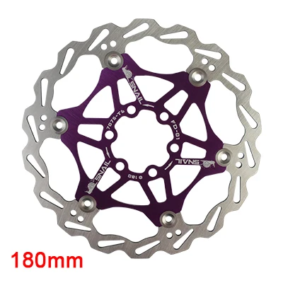 180MM Purple Улитка горный велосипед MTB DH 180 мм 160 мм 203 мм поплавок вращающийся диск тормозной ротор велосипедные роторы - Цвет: 180MM Purple