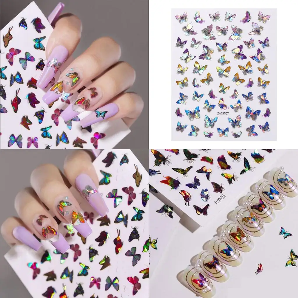 

Butterflies Nail Art Decoration Stickers Adhesive Nails Decals 3D Butterfly Pattern DIY Manicure Nail Foils Sheet Supplies