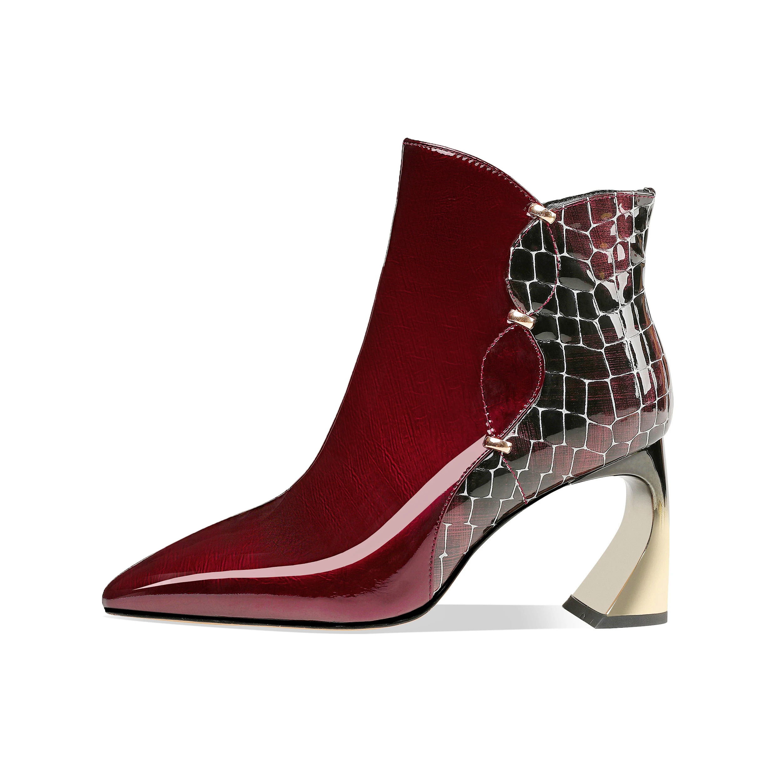 

Пикантные красные лакированные кожаные ботиночки, женская дизайнерская брендовая Роскошная обувь, зимние женские Вечерние туфли на высоко...