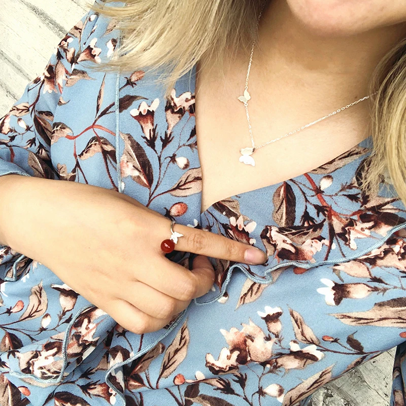 

Anime Tian Guan Ci Fu Hua Cheng Theme Red Zircon S925 Silver Butterfly Finger Ring Fashion Chinese Style Couple Ring Jewelry