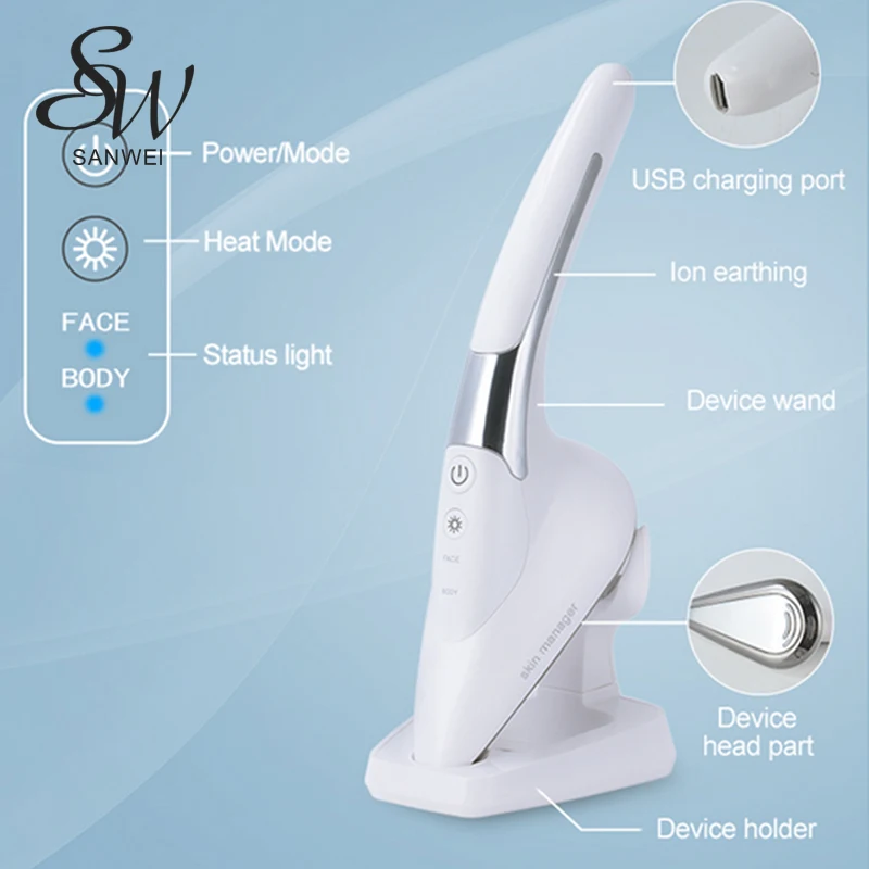 

Microcurrent Vibration Massager Iron Heat Facial Machine Body Skin Tightening Device