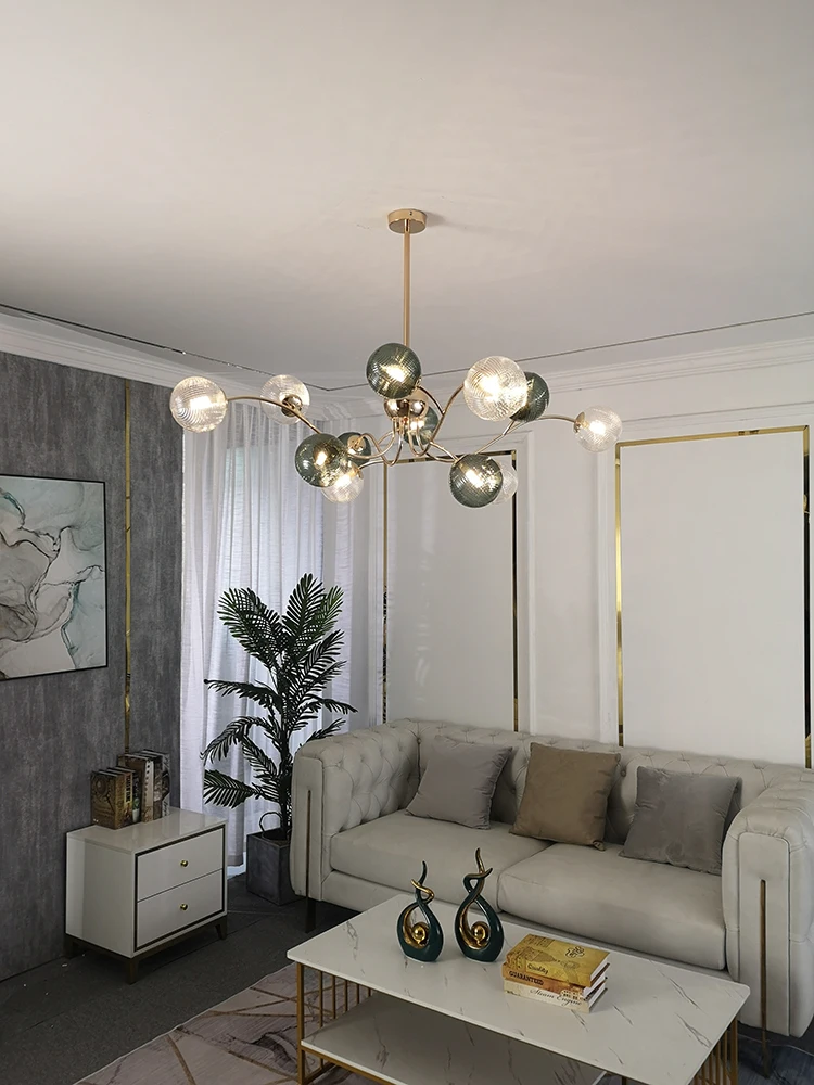 

Итальянский дизайн, роскошный минималистичный современный подвесной светильник для гостиной/столовой, украшение, зеленый абажур, фон для к...