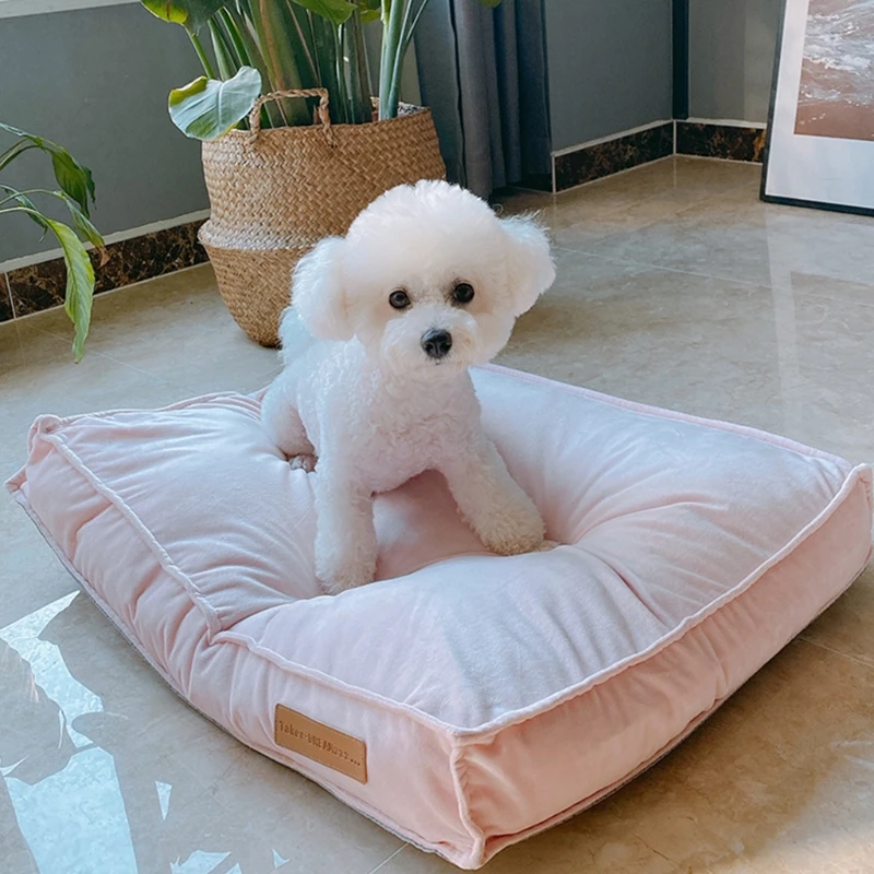 

Корзина для домашних животных, кровать с флисом, мягкий коврик для собаки, мягкий коврик для ящика, подушка, прочный универсальный всесезонн...