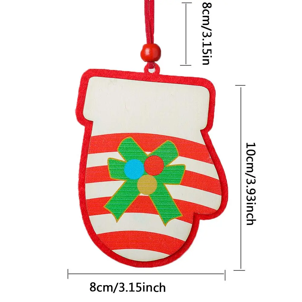 Рождественские деревянные подвесные перчатки с принтом шляпа елочные украшения