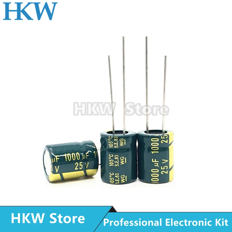 Алюминиевый электролитический конденсатор, 20 шт./лот, 1000 мкФ, 25 в, 10*13 мм, 10*17 мм, высокая частота, низкое сопротивление ESR/импеданс, 1000uf25V 10x13 20%