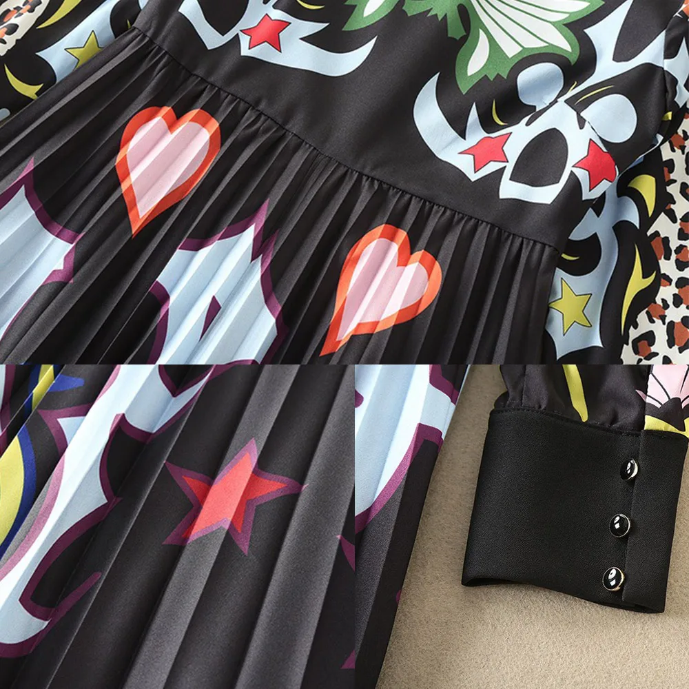 

Banulin 2019 Runway Long Maxi Dress Women High Quality Charming Floral Long Sleeve Patchwork Elegant Vintage Floor Length Dress