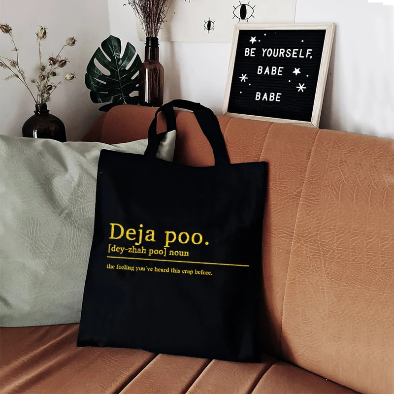 

Bathroom Prints Pures and Bags Deja Print Shopping Bags for Boutique Quote Designer Tote Bag Bathroom Signs Canvas Bag XL