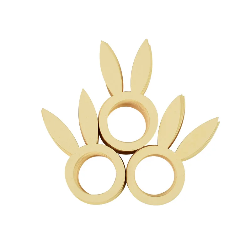 

10pcs New Laser Cut Wood Napkin Ring Cute Rabbit For Wedding Table Decoration Towel Dinner Home Hotel Festival Party Supplies