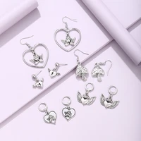 retro love angel mushroom earrings fashion angel geometric simple hollowed out key earrings hip hop luxury jewelry