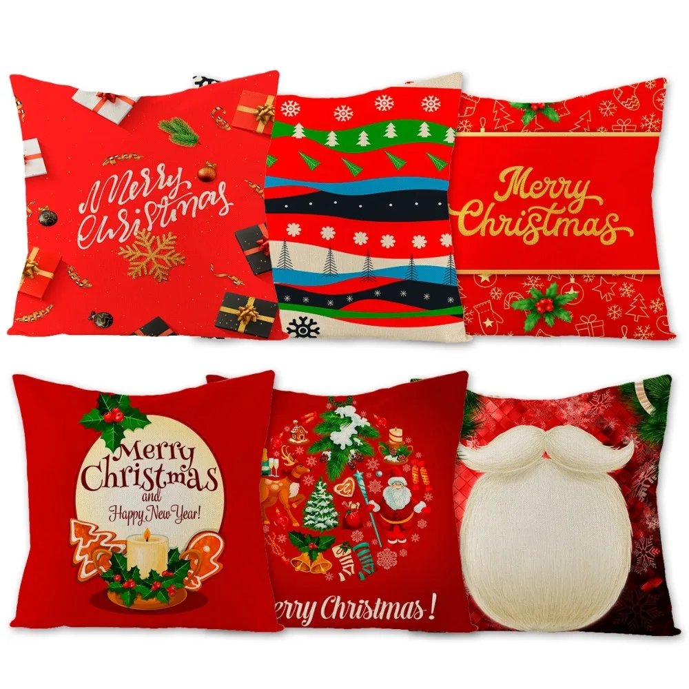 HUIRAN Merry Christmas красные декоративные наволочки Рождественский Чехол на подушку украшения для дома Noel Navidad новогодний декор