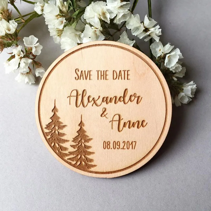 

Personalized Save The Date Magnet,Rustic Tree Magnets, Wood Carved Heart Laser Engraved Card, Cheap Save The Date Magnets