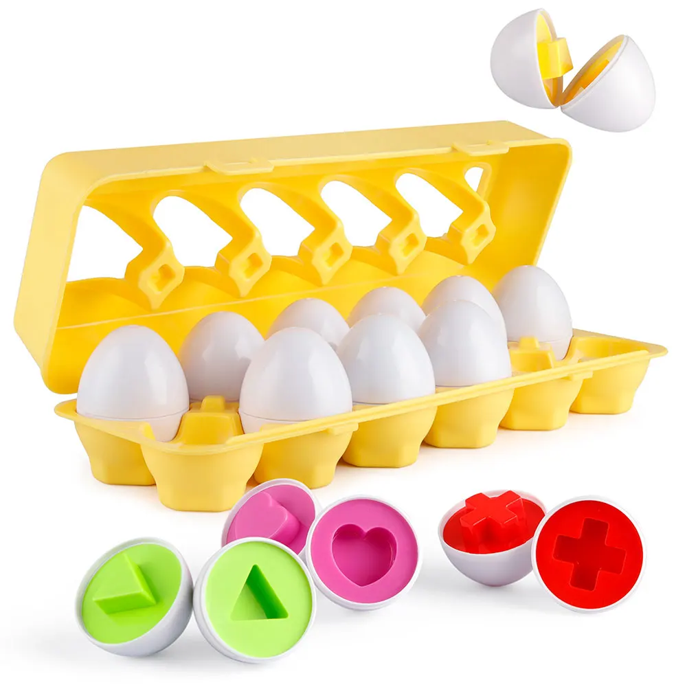

12Pcs Montessori Learning Education Math Toys Smart Eggs Plastic Screws 3D Puzzle Game For Children Toy Jigsaw Mixed Shape Tools
