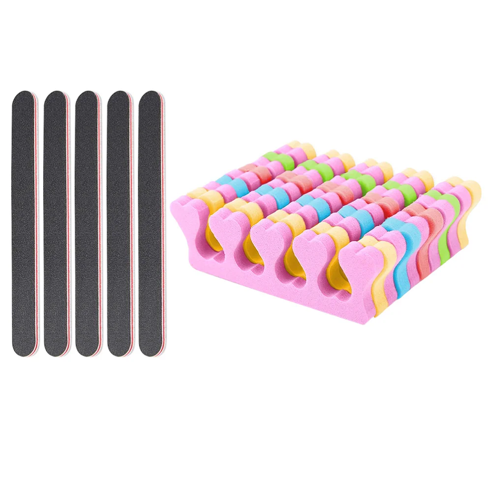 

55Pcs Sponge Nail Toe Separator Manicure Finger Divider Nail File Random Color