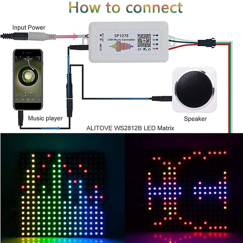 WI FI RGB SP107E пикселей IC SPI для ответа на звонки и прослушивания музыки контроллер WS2812