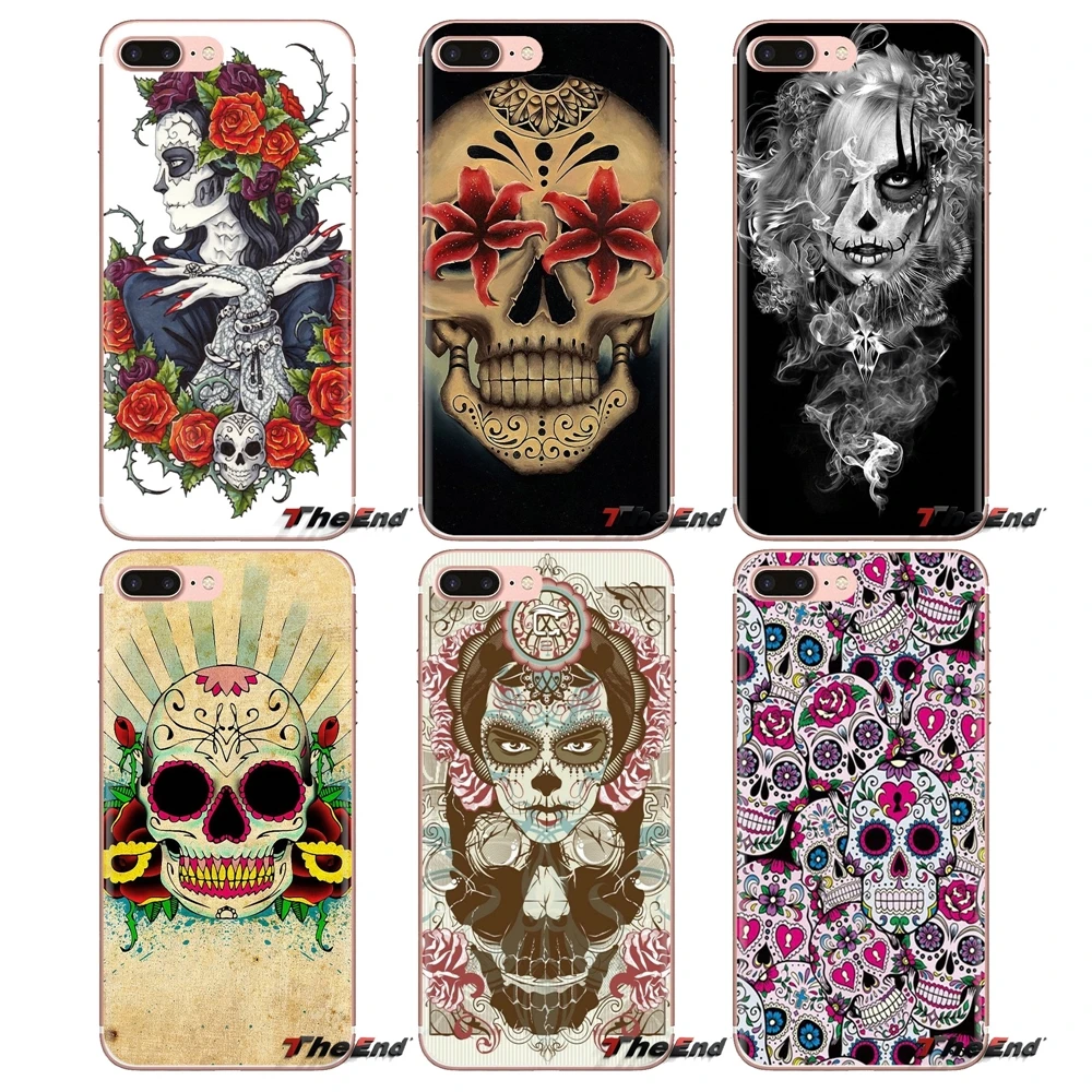 Мягкие прозрачные чехлы мексиканский милый череп для samsung Galaxy S3 S4 S5 мини S6 S7 край S8