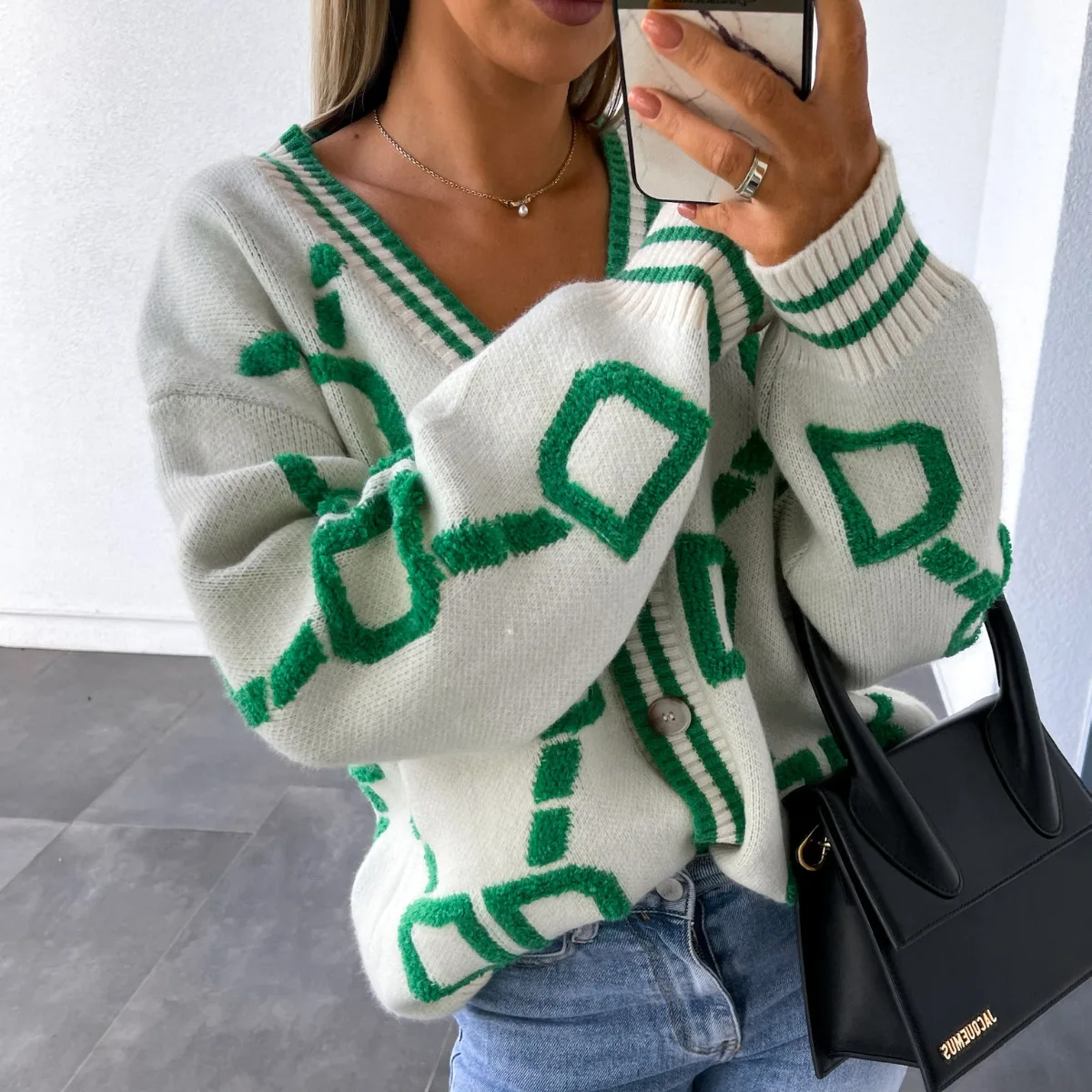 

Autumn and winter new women's knitted cardigan loose sweater coat cardigan