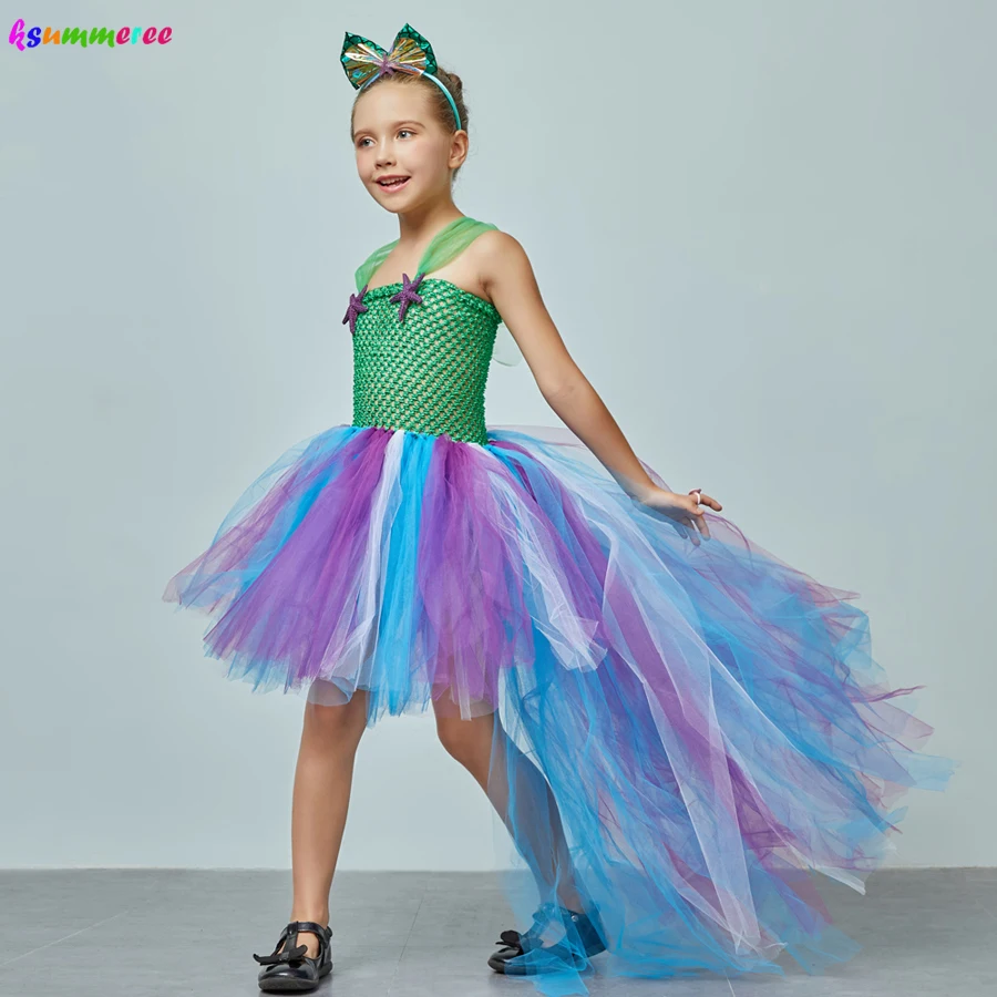 Русалки для девочек костюм платье-пачка сирена платье с русалочкой Trail под брошь
