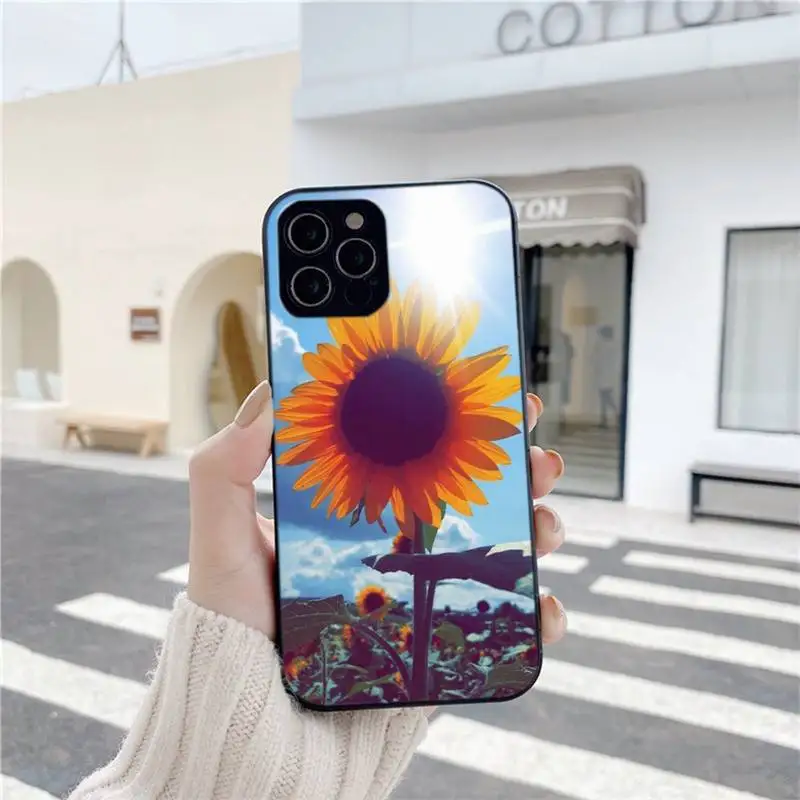 

Beautiful D Sunflower Soft Cover Phone Cases For Iphone 6 6s 7 8 Plus XR X XS XSmax 11 12 Pro Mini Max