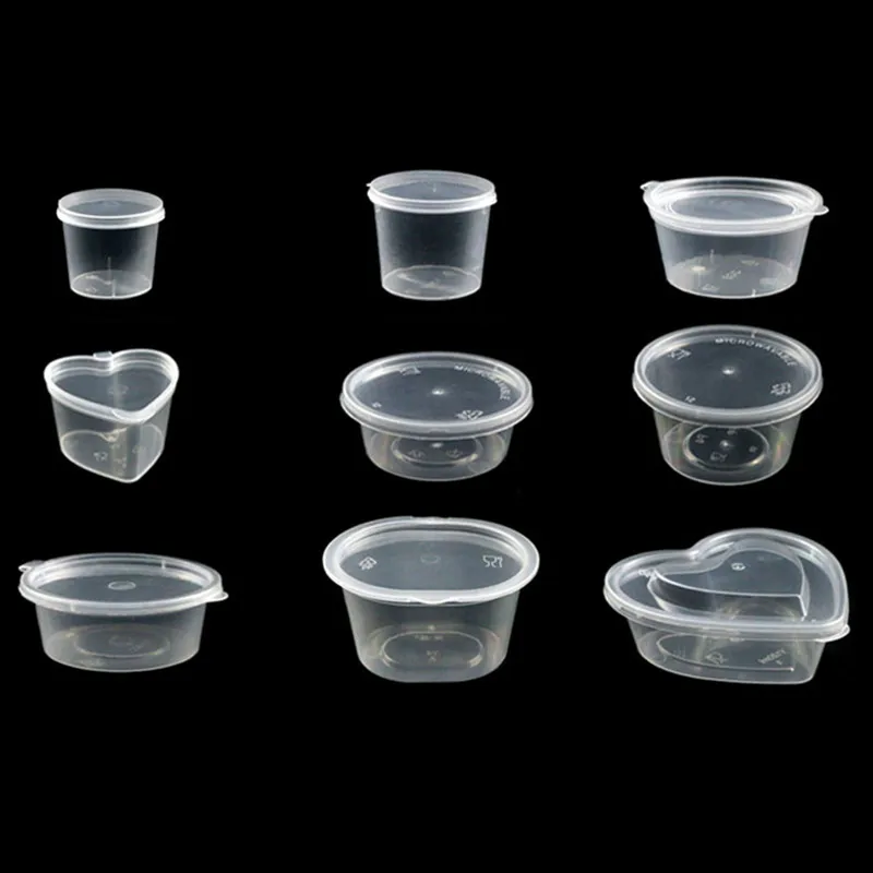 100pcs Net red small sauce packing box dessert containers food clear plastic cups takeaway soy vinegar cup with lid - купить по