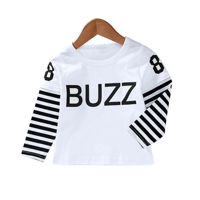 3245B White Buzz Новые весенние хлопковые футболки с рисунком для мальчиков и девочек, детские футболки, футболки с длинными рукавами для мальчиков и девочек, детские топы, брендовая одежда для малышей 12 мес.-8 лет - Цвет: 3245B White Buzz