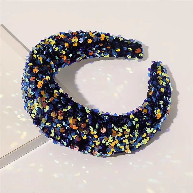 

New Hair Hoop Hairband Padded Glitter Sponge Sequin Wide Women Elegant Sweet Knot Girl Thick Headband Shiny Hair Accessories