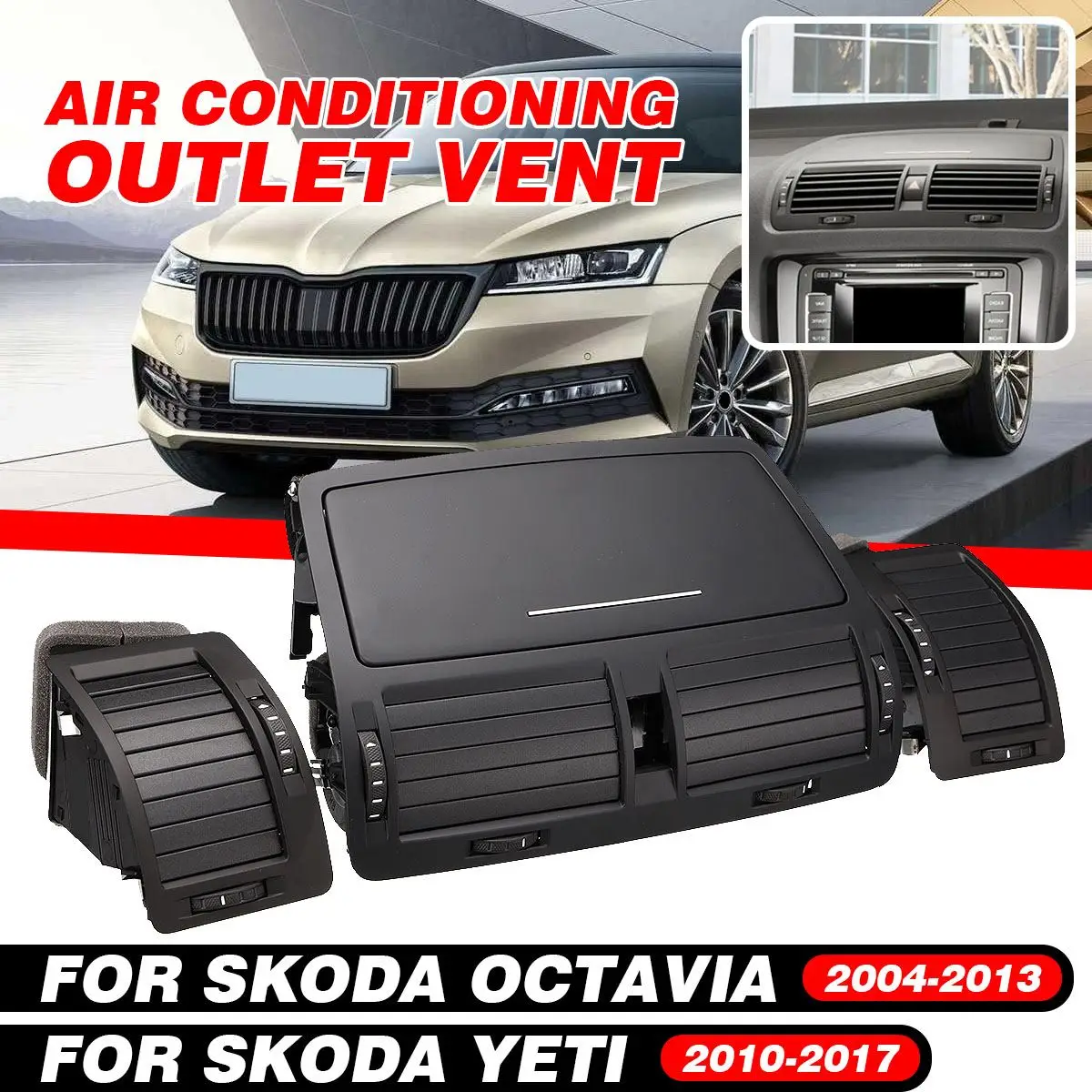 

Вентиляционная решетка для Skoda/Octavia 2004-2013, автомобильная приборная панель, вентиляционная решетка кондиционера 1ZD819701 1ZD819702 1ZD820951